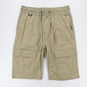 Akademiks Men's Elastic Drawstring Waist Pull On Stretch Cargo Shorts Beige 2XL